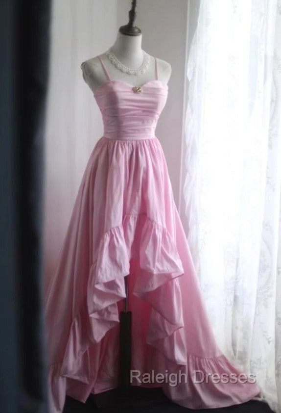 A-Line Spaghetti Strap Satin Long Wedding Dress Birthday Quinceanera Dress Prom Dress