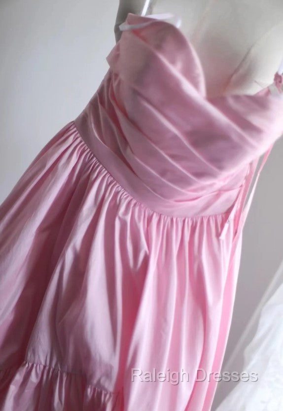 A-Line Spaghetti Strap Satin Long Wedding Dress Birthday Quinceanera Dress Prom Dress