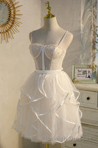 A Line Spaghetti Strap Tulle Short Homecoming Dresses