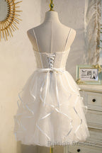 A Line Spaghetti Strap Tulle Short Homecoming Dresses