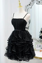 A-Line Spaghetti Strap Tulle Short Homecoming Dress