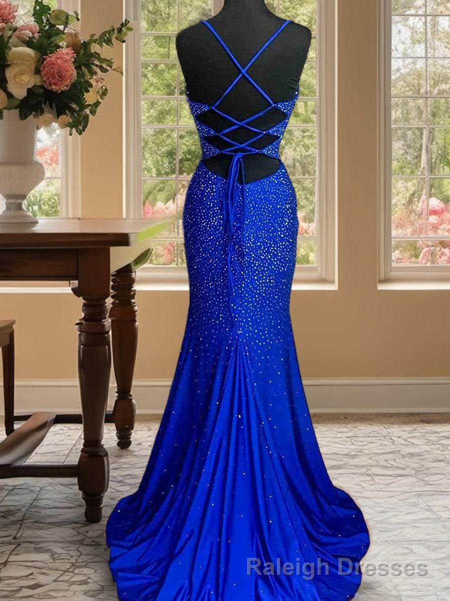 A Line Spaghetti Straps Beading Sweep Train Silk Like Satin Dress Secondary image