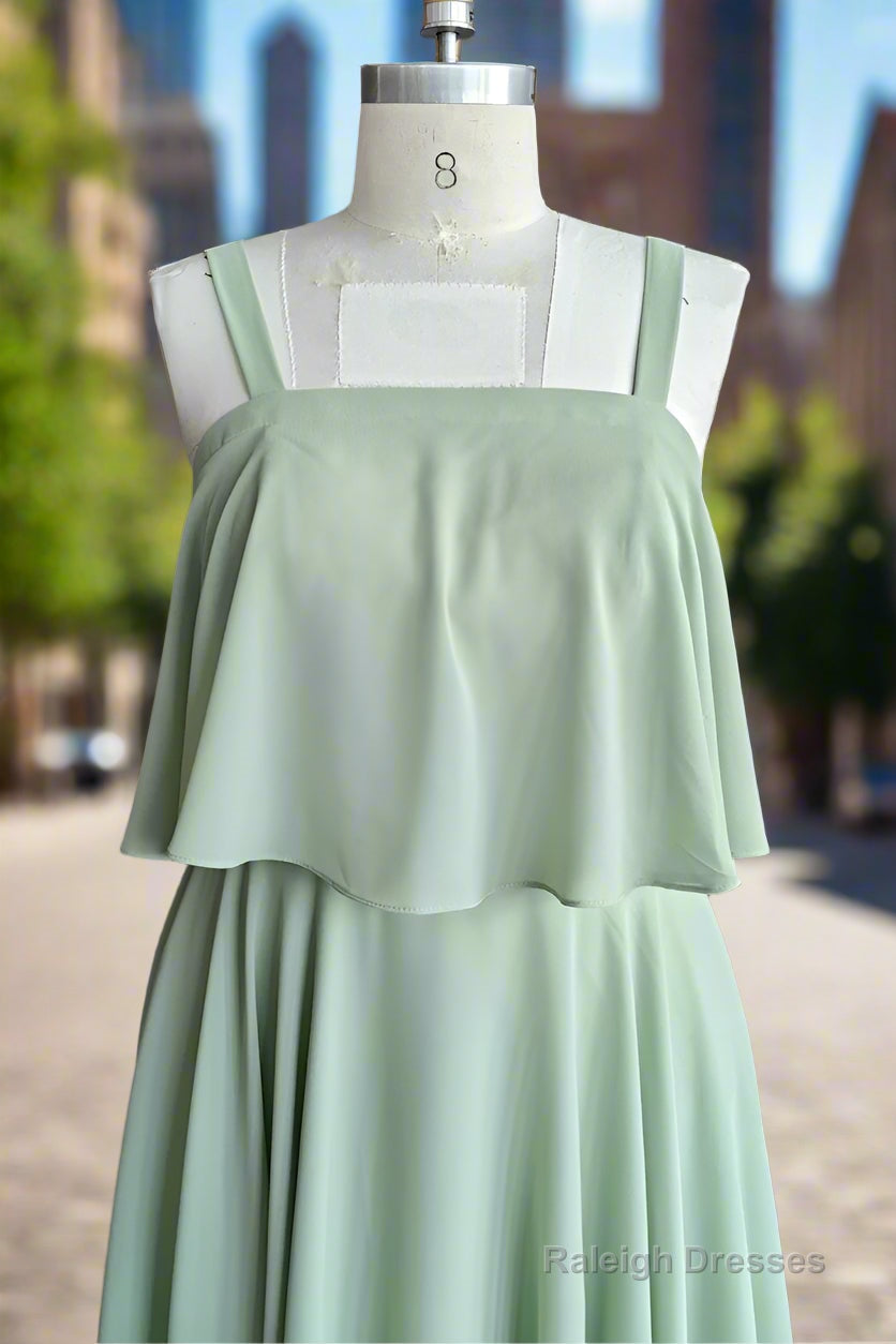 A Line Spaghetti Straps Chiffon Short Bridesmaid Dresses Secondary image