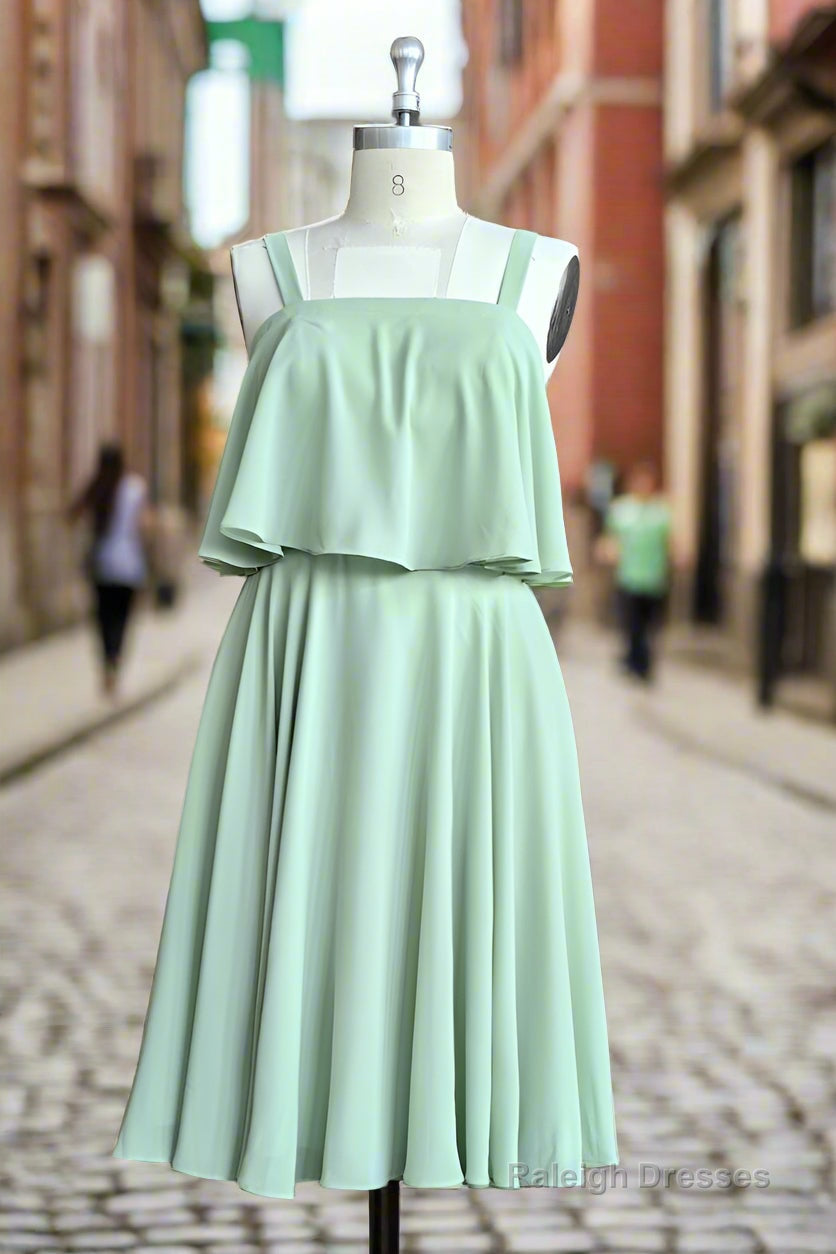 A Line Spaghetti Straps Chiffon Short Bridesmaid Dresses