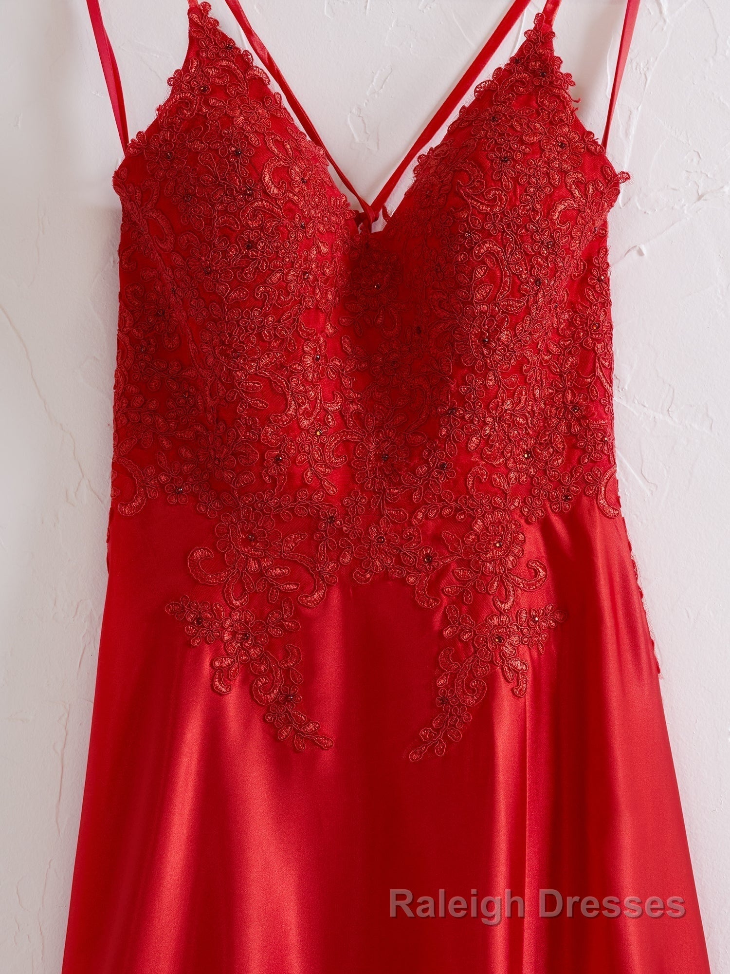 A Line Spaghetti Straps Corset Back Prom Dress With Split