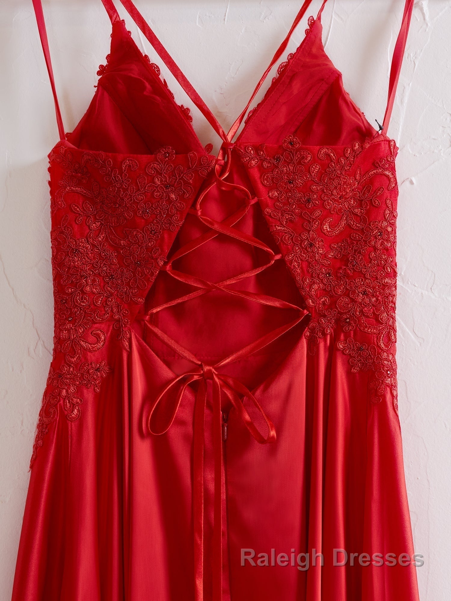 A-line Spaghetti Straps Corset Back Prom Dress With Split