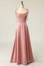 A Line Spaghetti Straps Light Green Long Prom Dress with Silt