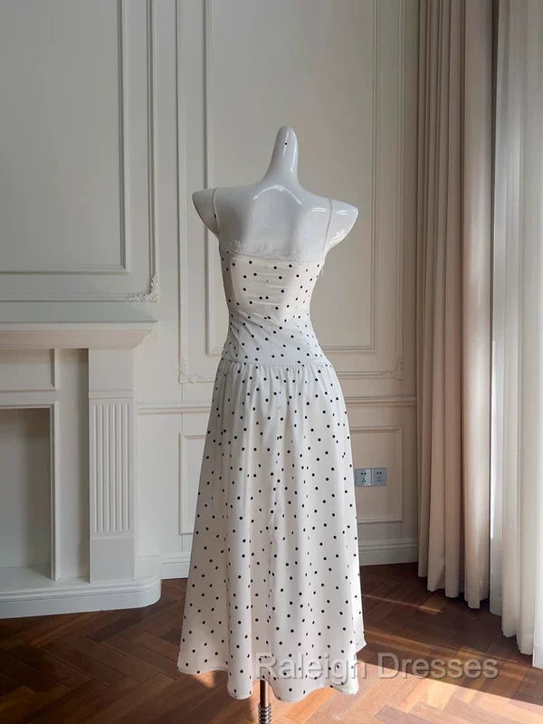 A Line Spaghetti Straps Polka Dots Lace Chiffon Prom Dress Formal Dress Secondary image