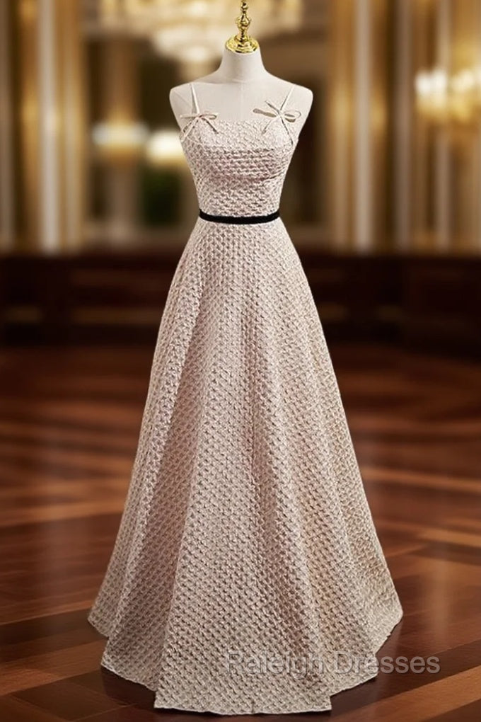 A Line Spaghetti Straps Prom Dresses