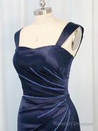 A Line Spaghetti Straps Ruffles Floor Length Elastic Woven Satin Dress