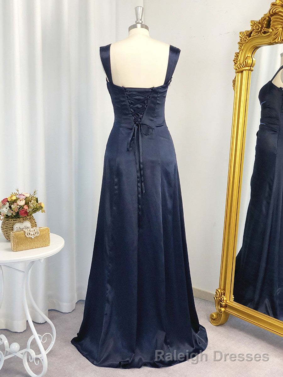 A Line Spaghetti Straps Ruffles Floor Length Elastic Woven Satin Dress