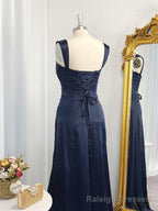 A-line Spaghetti Straps Ruffles Floor-Length Elastic Woven Satin Dress