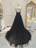 A-line Spaghetti Straps Ruffles Sweep Train Dress