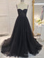 A Line Spaghetti Straps Ruffles Sweep Train Dress