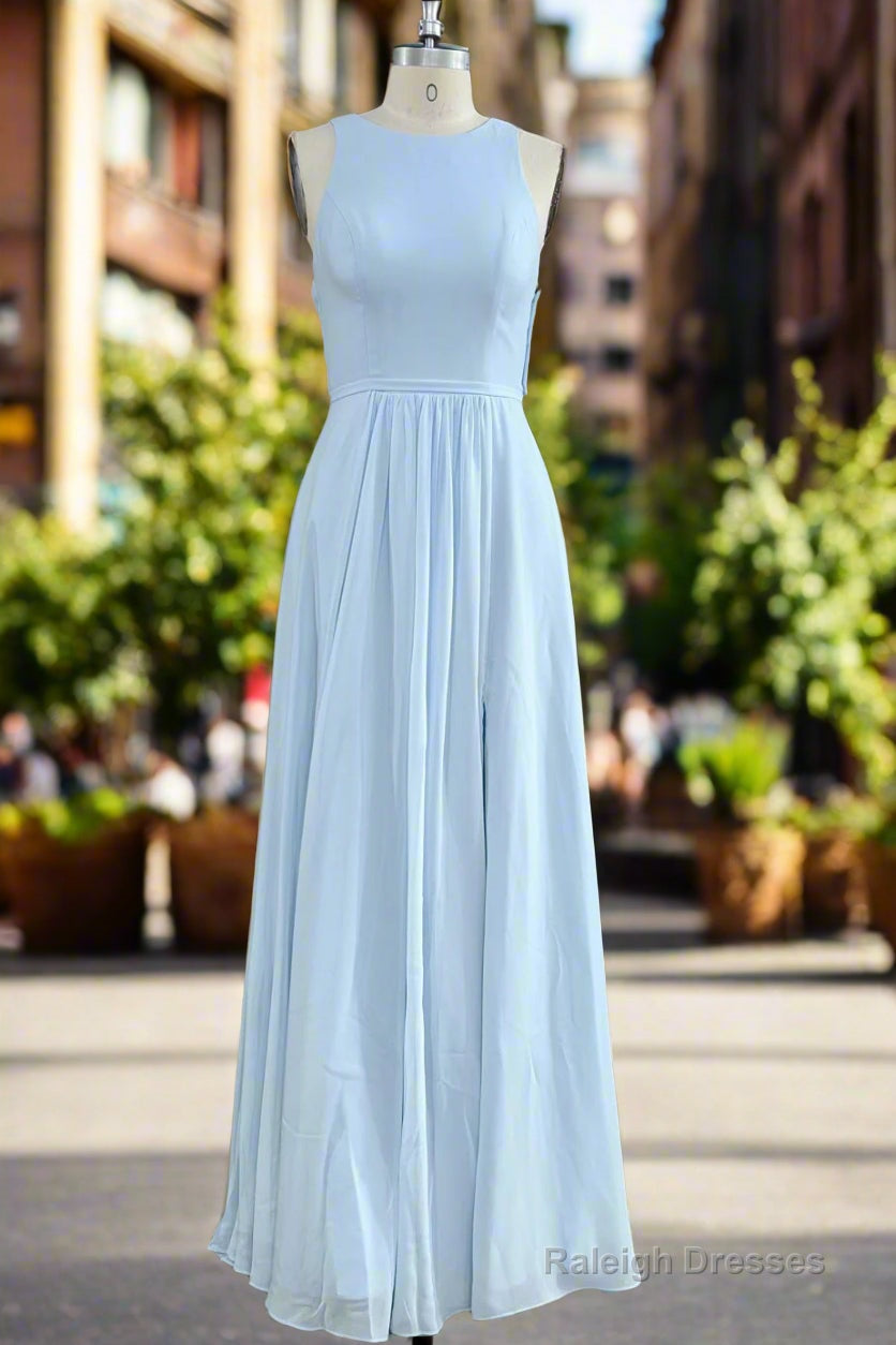 A-Line Spaghetti Straps Sky Blue Chiffon Long Bridesmaid Dress Secondary image