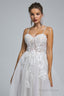 A-Line Spaghetti Straps Tulle Decal Long Wedding Dresses