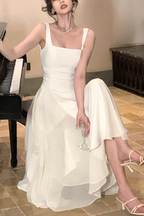 A-Line Square Neck Prom Dresses Ankle Length Birthday Outfits