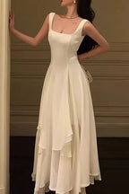 A-Line Square Neck Prom Dresses Ankle Length Birthday Outfits