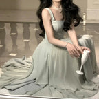 A Line Square Neck Formal Prom Dress Elegant Prom Gown