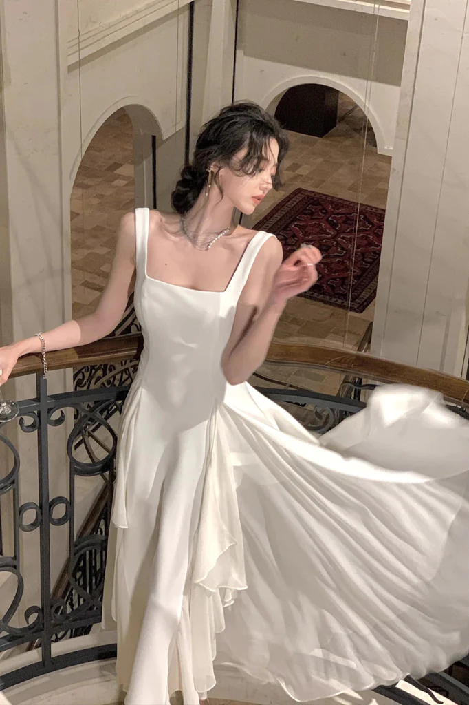 A Line Square Neck Formal Prom Dress Elegant Prom Gown