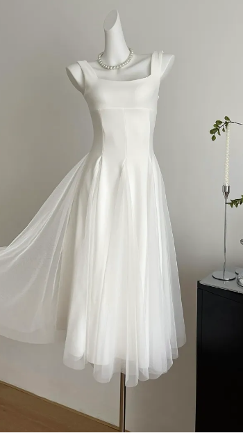 A Line Square Neck Formal Prom Dress Elegant Prom Gown