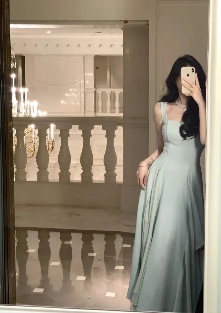 A Line Square Neck Formal Prom Dress Elegant Prom Gown