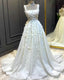 A-Line Square Neck Satin Wedding Dress With 3D Flwoers