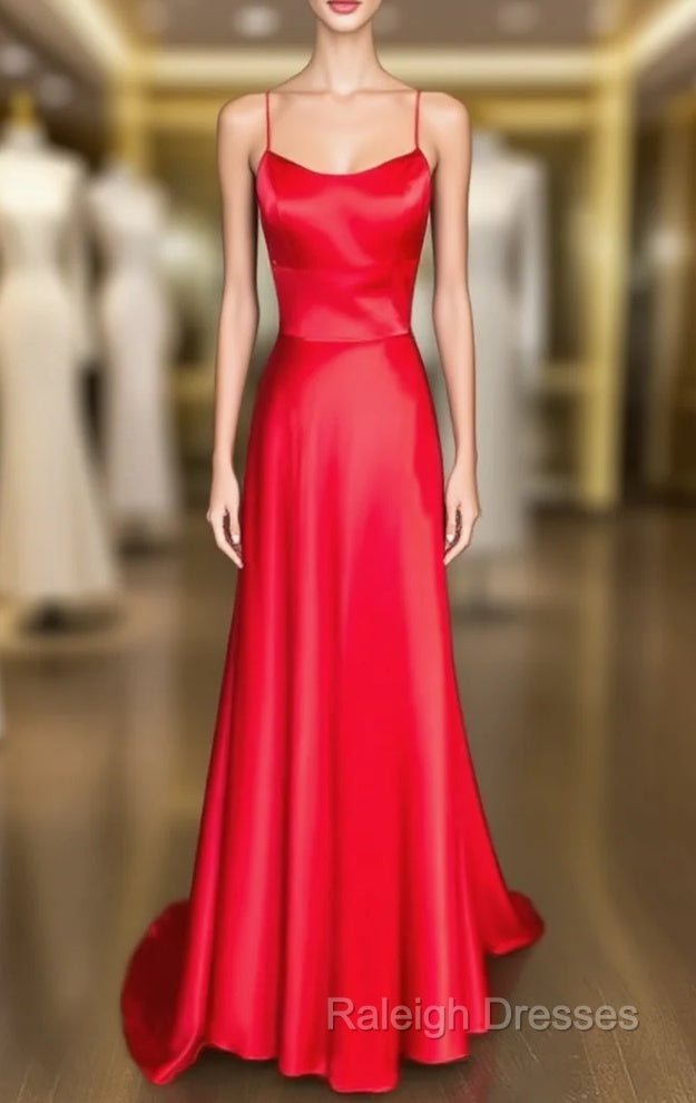 A Line Square Neckline Spaghetti Straps Charmeuse Prom Dress Main image