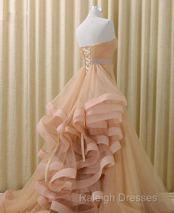 A-Line Stomacher Tiered  Wedding Dress Court Train With Appliques