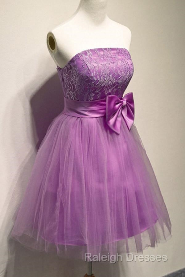 A-Line Strapless Appliques Bowknot Short Homecoming Dress Party Dress Secondary image