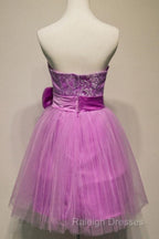 A-Line Strapless Appliques Bowknot Short Homecoming Dress Party Dress