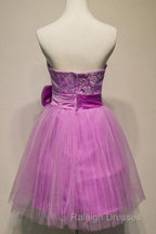 A-Line Strapless Appliques Bowknot Short Homecoming Dresses Prom Dresses