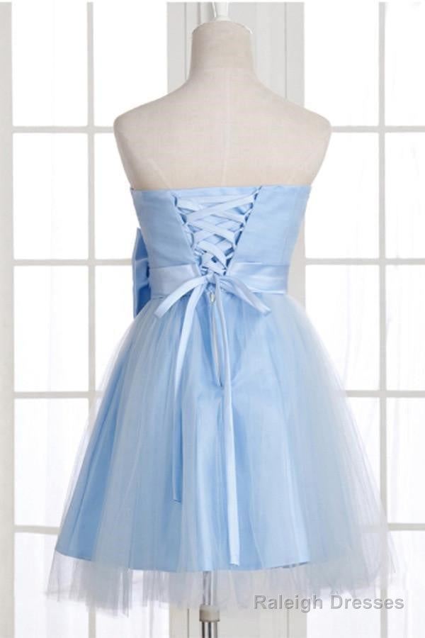 A-Line Strapless Bowknot Short Prom Dresses Homecoming Dress