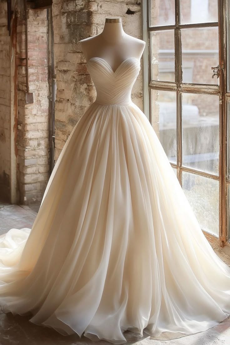 A-Line Strapless Unique Long Wedding Dresses Prom Dress