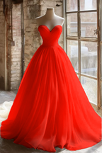 A-Line Strapless Unique Long Wedding Dresses Prom Dress