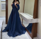 A-Line Strapless Royal Blue Prom Dresses Long With Straps