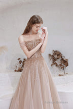 A-Line Strapless Starlight Princess Prom Dresses