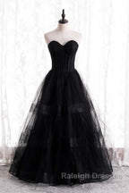 A-line Strapless Tulle Long Formal Dress with Multi Flares Boning