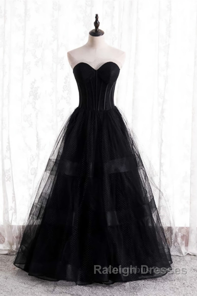 A-line Strapless Tulle Long Formal Dress with Multi Flares Boning