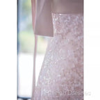 A Line Straps Pink Satin Long Prom Dresses