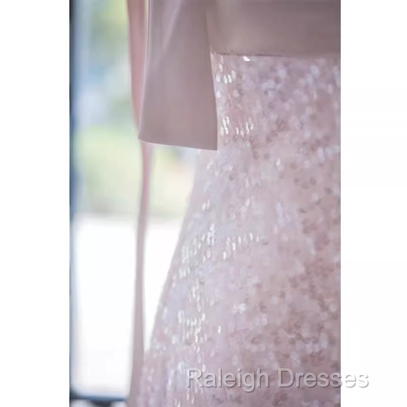 A-Line Straps Pink Satin Long Prom Dress
