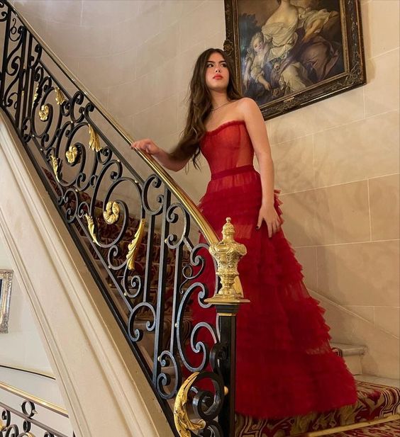 A-Line Stunning Red Prom Dress Long Prom Gown