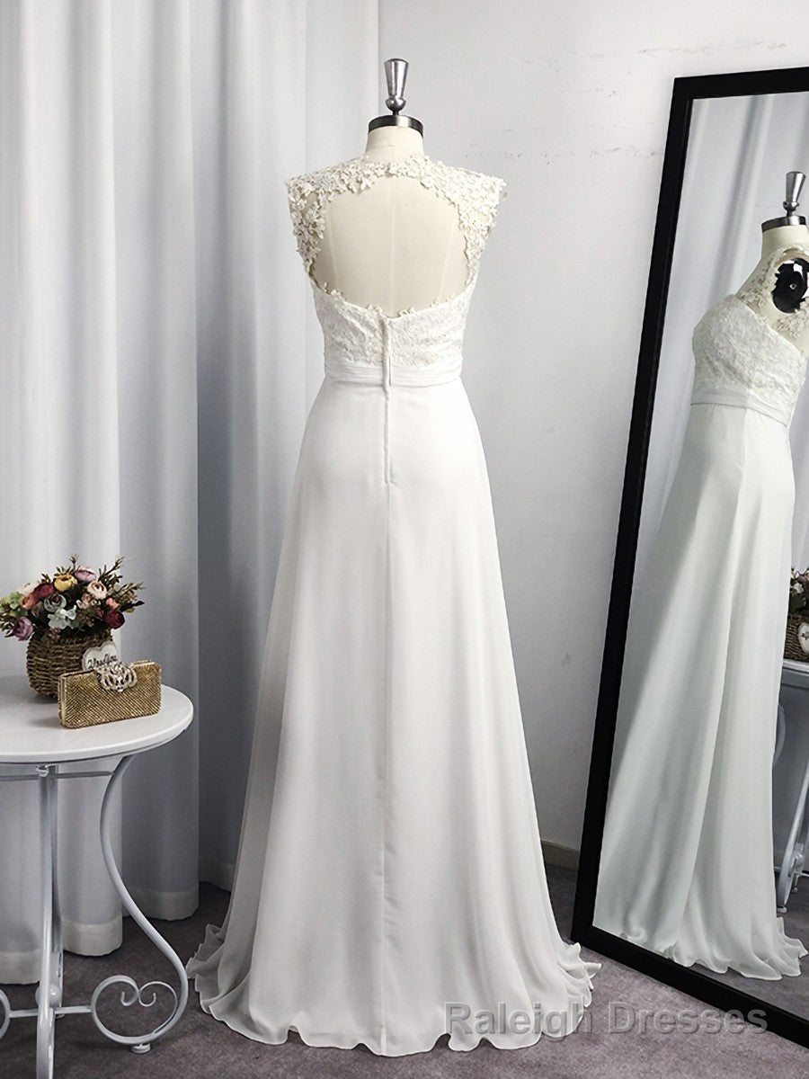 A-line Sweetheart Appliques Lace Floor-Length Chiffon Dress