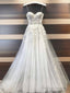 A-Line Sweetheart Appliques Lace Floor-Length Lace Wedding Dresses