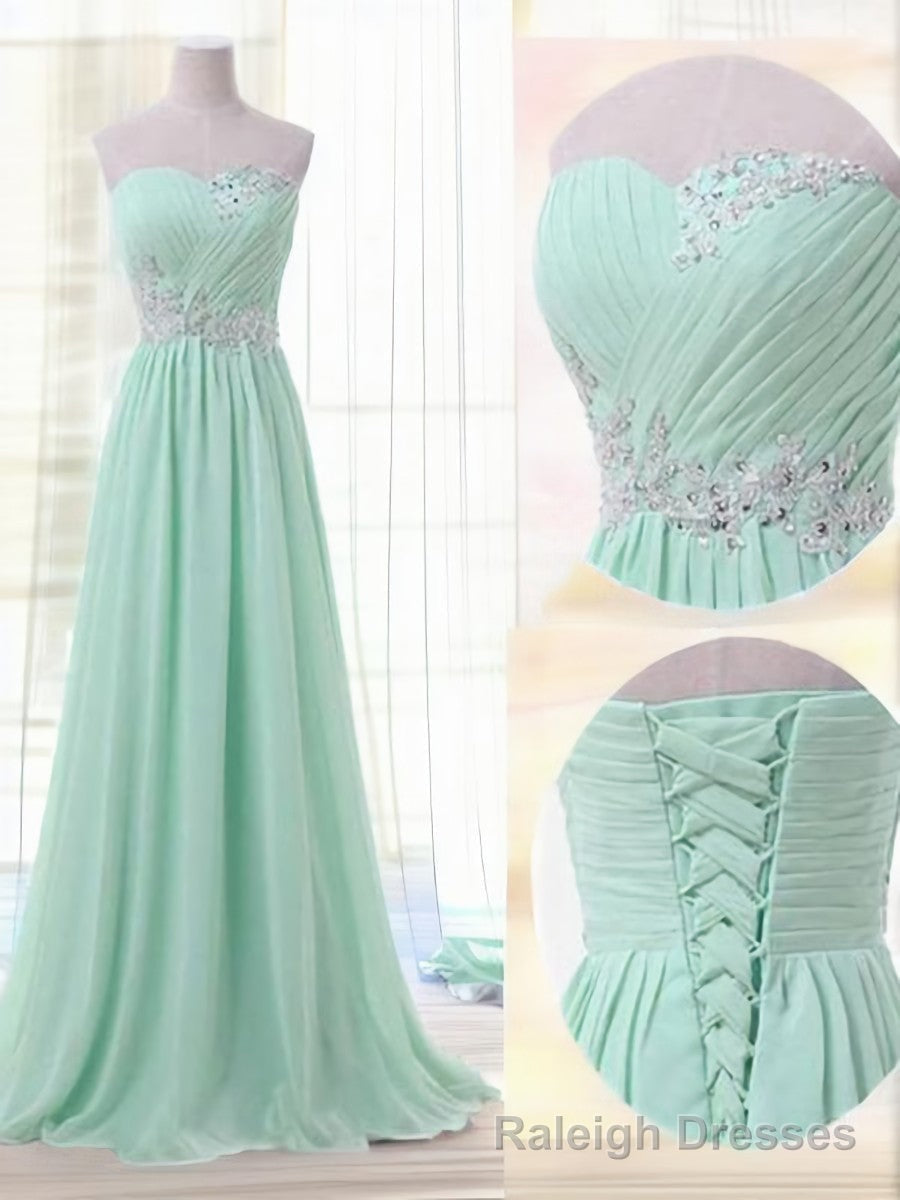 A-line Sweetheart Beading Floor-Length Chiffon Bridesmaid Dress Main image