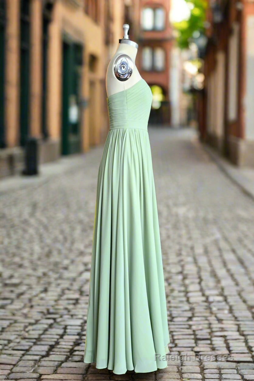 A Line Sweetheart Chiffon Floor Length Long Bridesmaid Dress