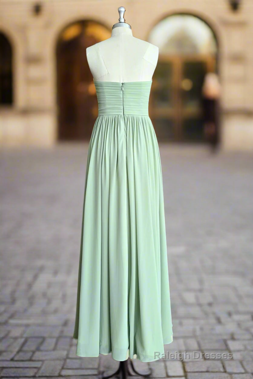 A Line Sweetheart Chiffon Floor Length Long Bridesmaid Dress