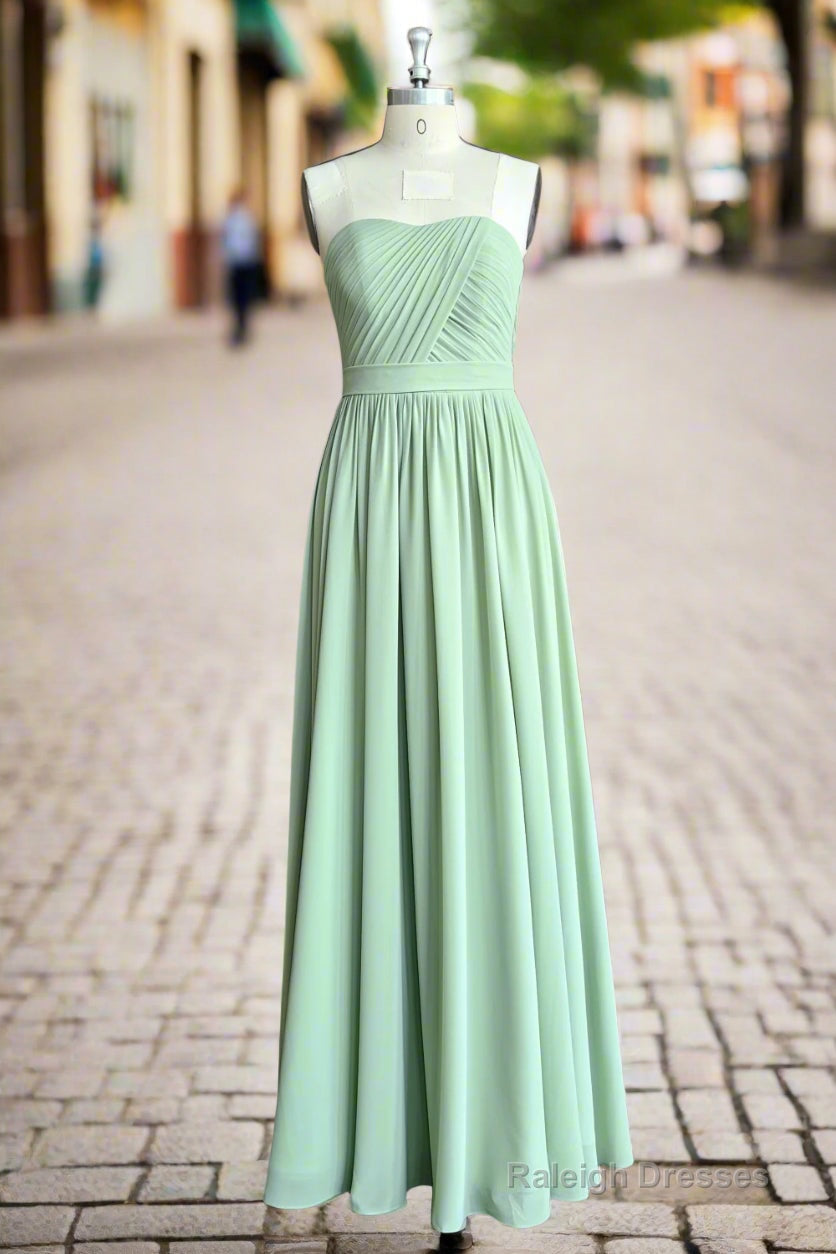 A Line Sweetheart Chiffon Floor Length Long Bridesmaid Dress Main image