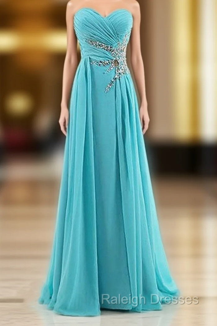 A-Line Sweetheart Chiffon Pleats Beading Bridesmaid Dress Main image