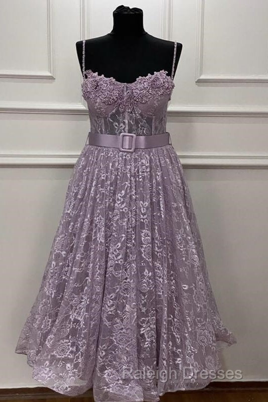 A-Line Sweetheart Corset Midi Lace Dress Secondary image